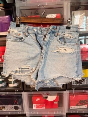 American Eagle Outfitters Light Blue Distressed Denim Shorts